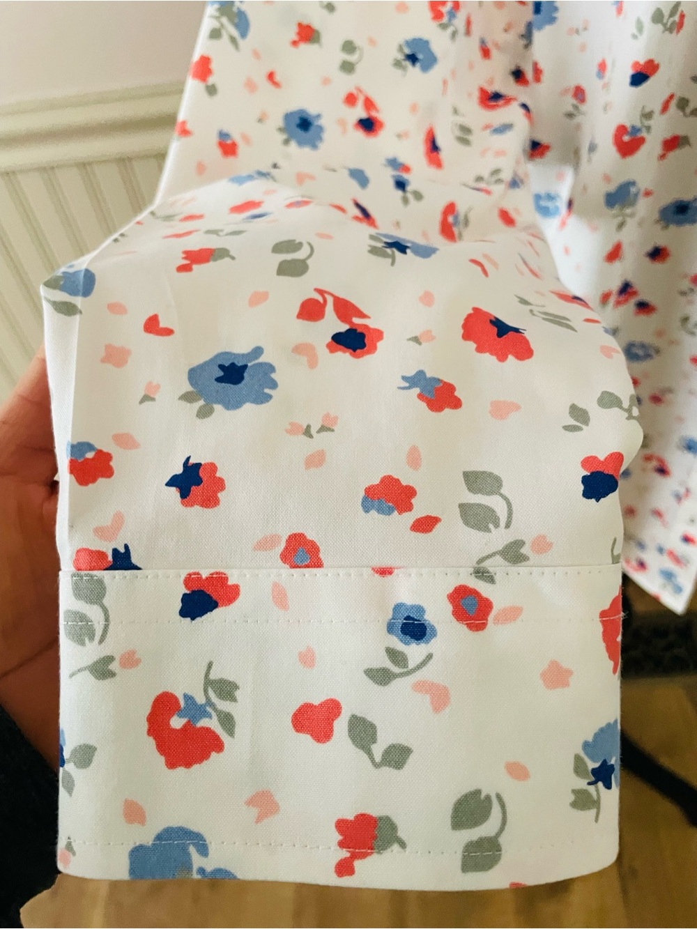 L.L. Bean Wrinkle Free White Button-Down Shirt with Pink & Blue Floral Print - Picture 5 of 15
